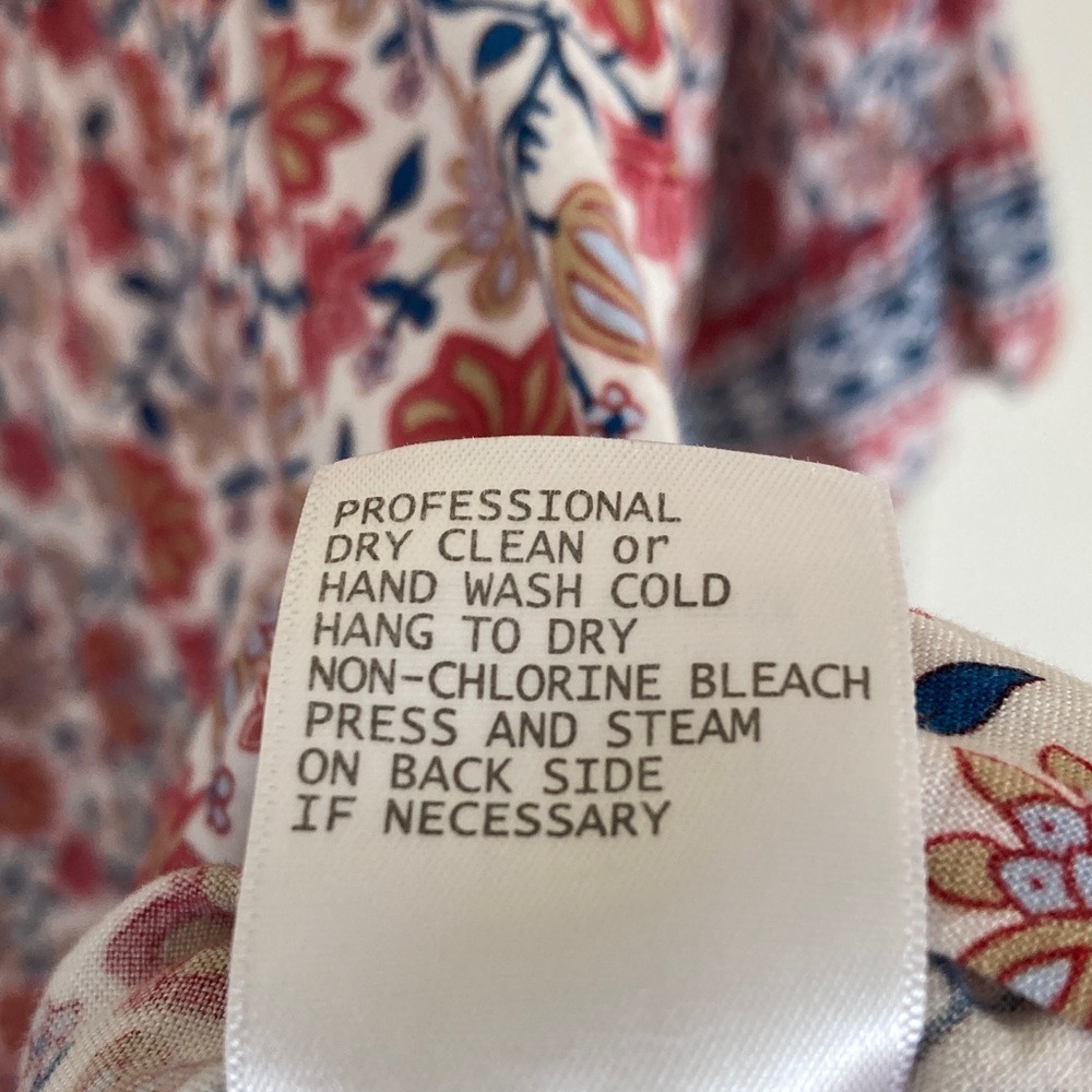 Cynthia Rowley Womens Floral V-Neck Boho Blouse Rust Blue Size 1X 3/4 Sleeve - Picture 7 of 9